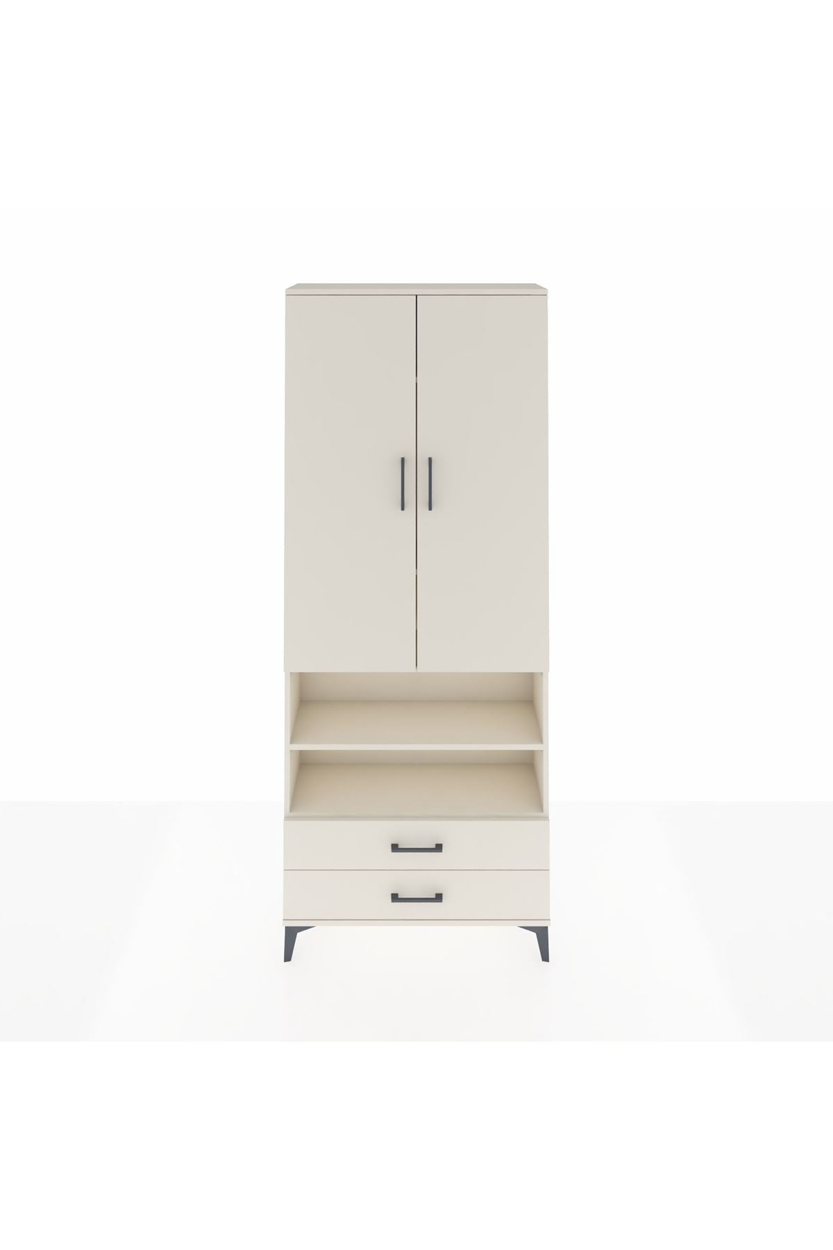 Arges Dolap 5 Raflı 2 Çekmeceli 2 Kapaklı 88x30x221 - S30M116V1A
