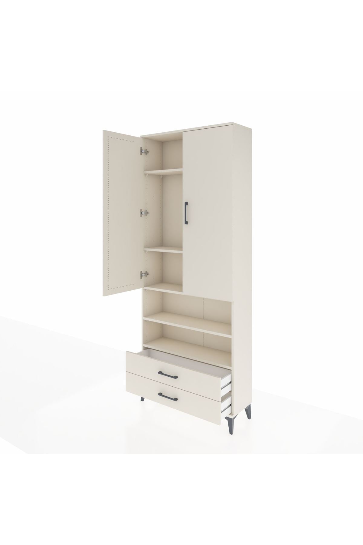 Arges Dolap 5 Raflı 2 Çekmeceli 2 Kapaklı 88x30x221 - S30M116V1A