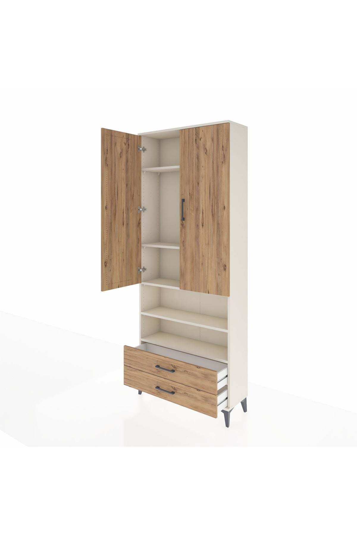 Arges Dolap 5 Raflı 2 Çekmeceli 2 Kapaklı 88x30x221 - S30M116V3A