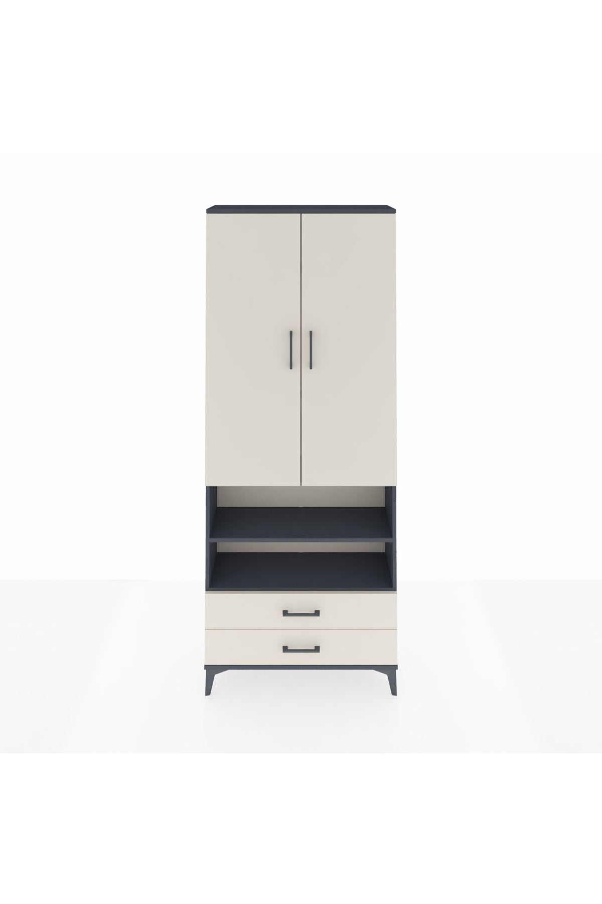Arges Dolap 5 Raflı 2 Çekmeceli 2 Kapaklı 88x30x221 - S30M116V4A