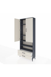 Arges Dolap 5 Raflı 2 Çekmeceli 2 Kapaklı 88x30x221 - S30M116V4A
