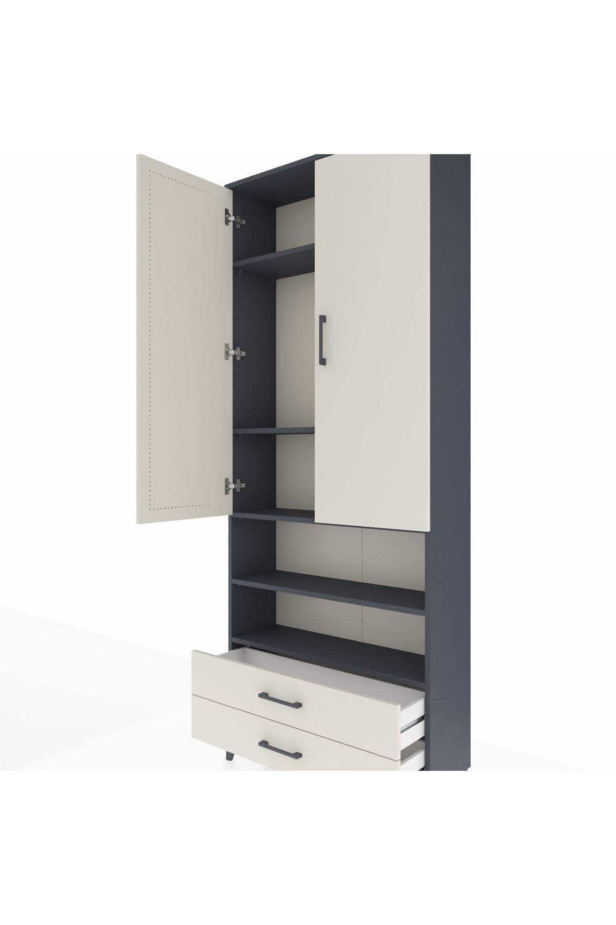 Arges Dolap 5 Raflı 2 Çekmeceli 2 Kapaklı 88x30x221 - S30M116V4A