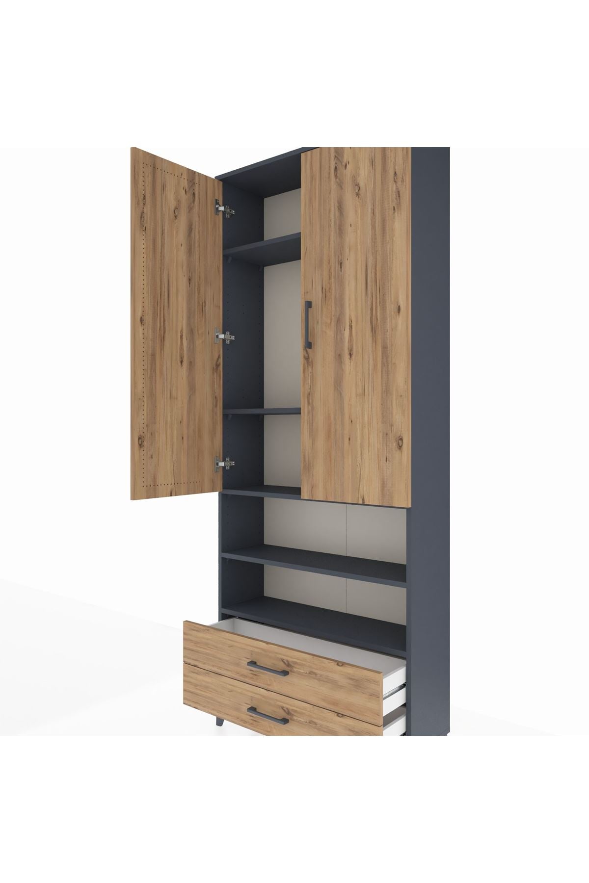 Arges Dolap 5 Raflı 2 Çekmeceli 2 Kapaklı 88x30x221 - S30M116V6A