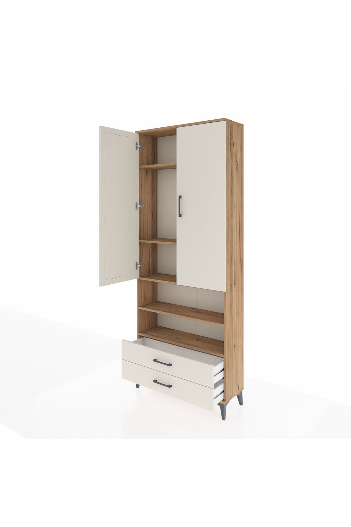Arges Dolap 5 Raflı 2 Çekmeceli 2 Kapaklı 88x30x221 - S30M116V7A