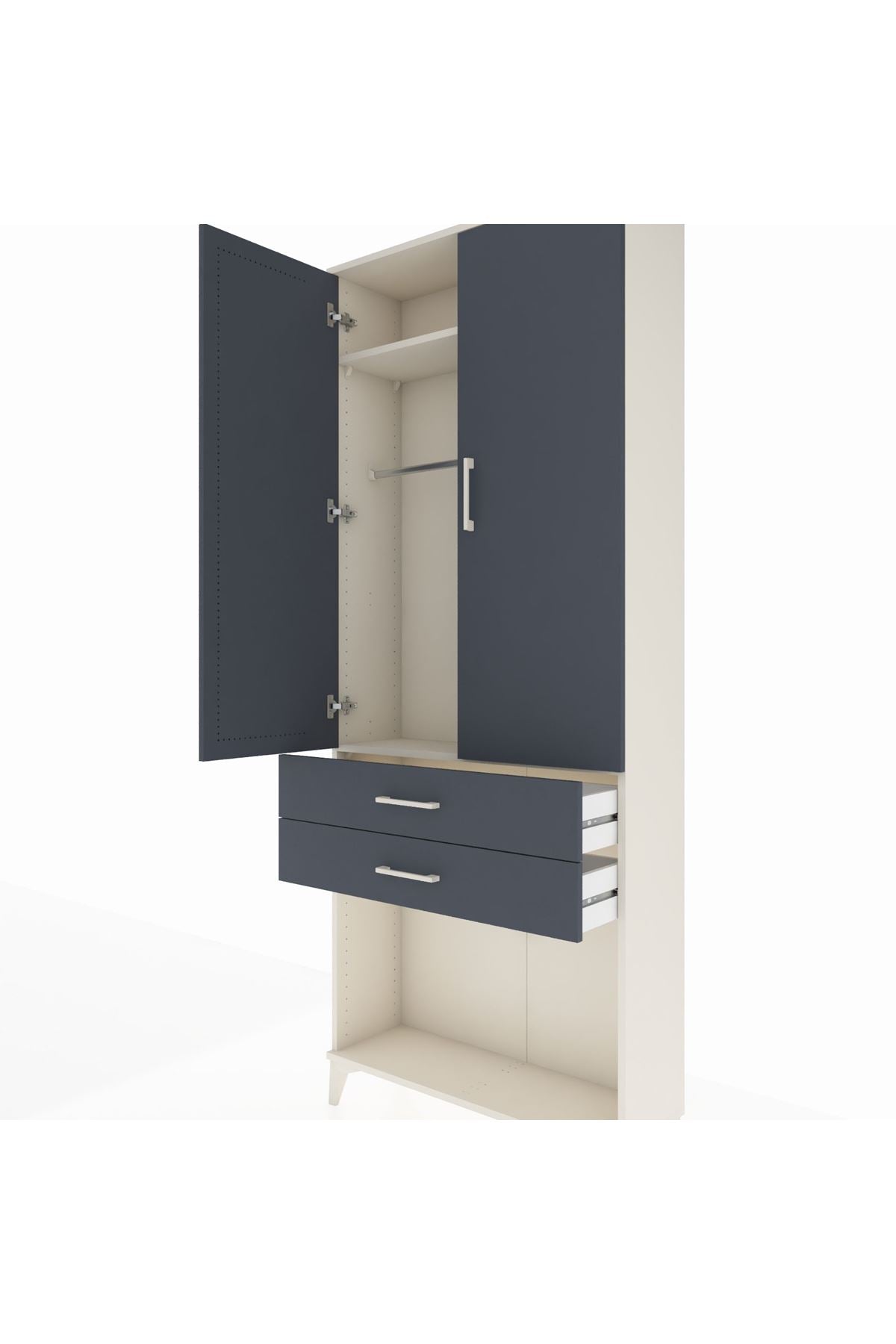 Arges Dolap 2 Raflı 2 Çekmeceli Tek Askılı 88x30x221 - S30M118V2A
