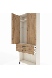 Arges Dolap 2 Raflı 2 Çekmeceli Tek Askılı 88x30x221 - S30M118V3A
