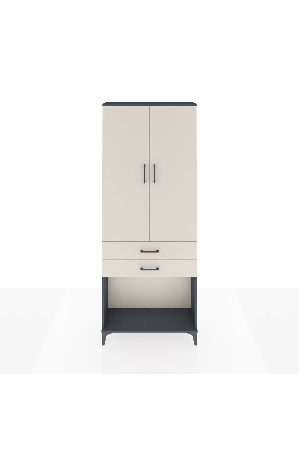 Arges Dolap 2 Raflı 2 Çekmeceli Tek Askılı 88x30x221 - S30M118V4A