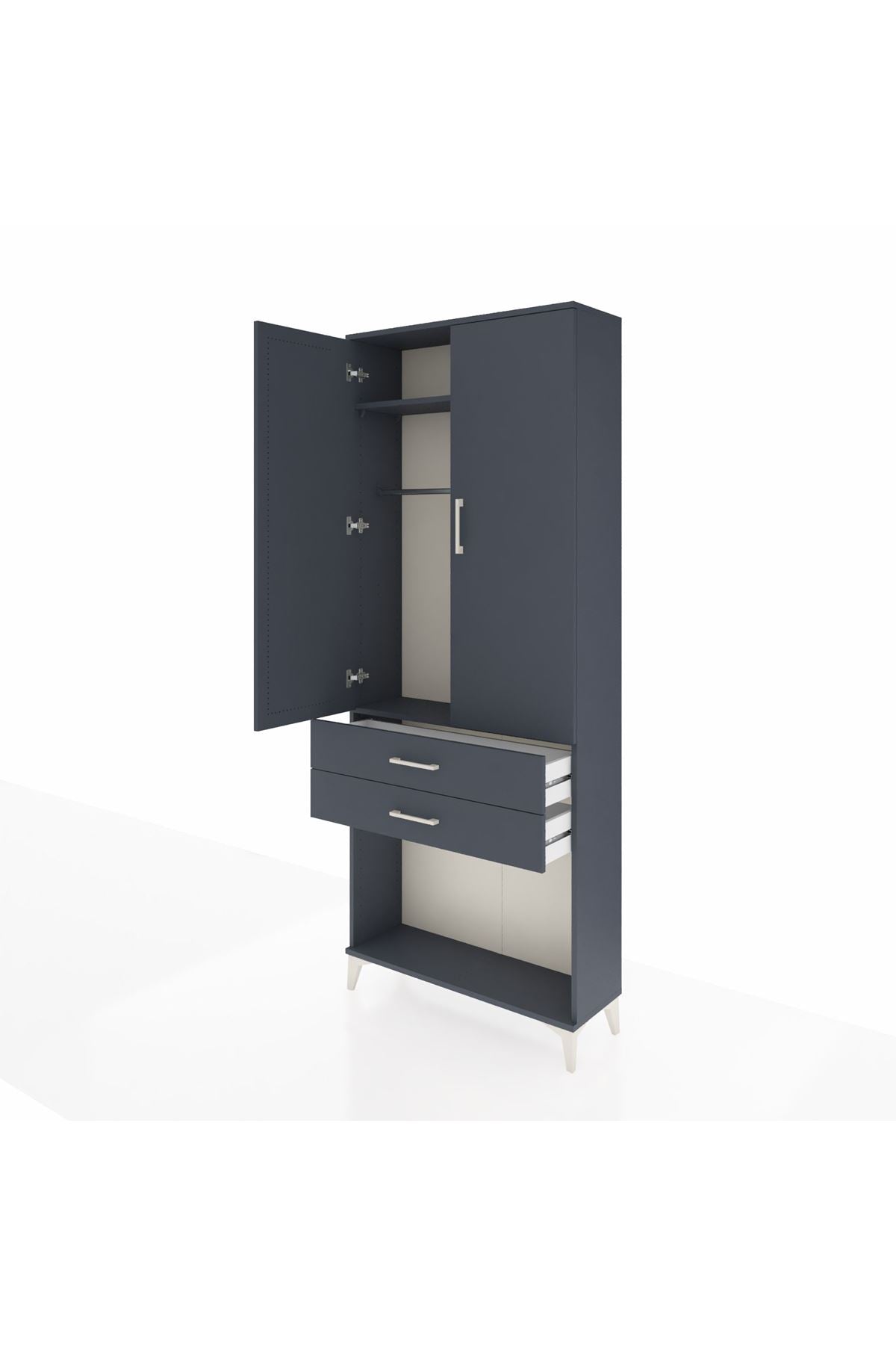 Arges Dolap 2 Raflı 2 Çekmeceli Tek Askılı 88x30x221 - S30M118V5A