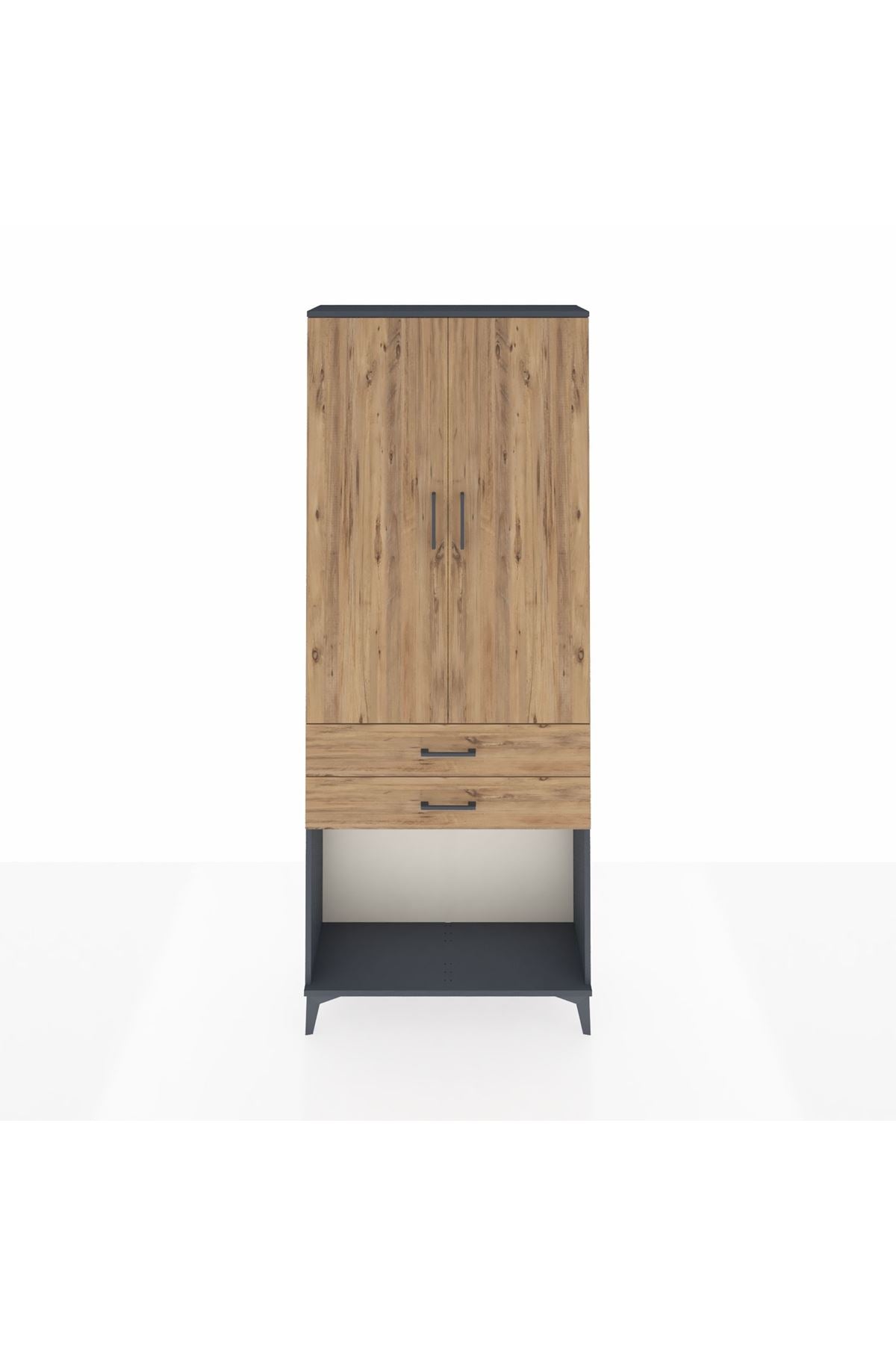 Arges Dolap 2 Raflı 2 Çekmeceli Tek Askılı 88x30x221 - S30M118V6A