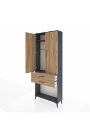 Arges Dolap 2 Raflı 2 Çekmeceli Tek Askılı 88x30x221 - S30M118V6A