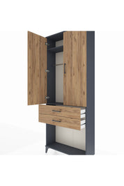 Arges Dolap 2 Raflı 2 Çekmeceli Tek Askılı 88x30x221 - S30M118V6A