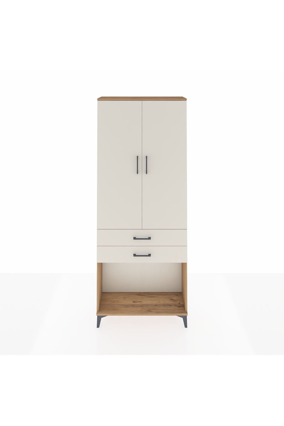 Arges Dolap 2 Raflı 2 Çekmeceli Tek Askılı 88x30x221 - S30M118V7A