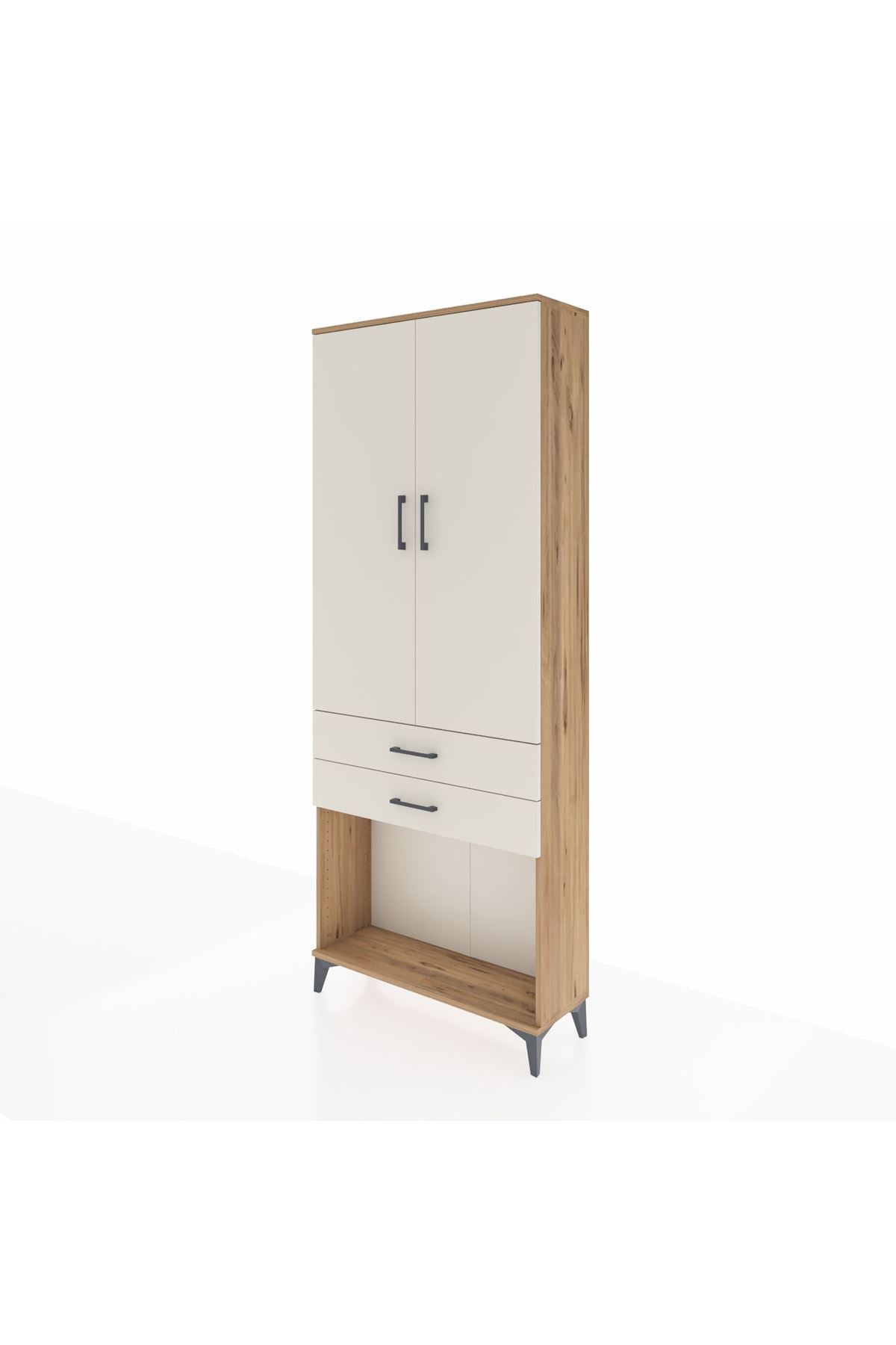 Arges Dolap 2 Raflı 2 Çekmeceli Tek Askılı 88x30x221 - S30M118V7A