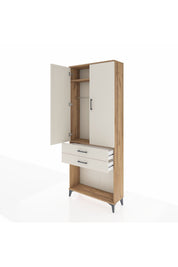 Arges Dolap 2 Raflı 2 Çekmeceli Tek Askılı 88x30x221 - S30M118V7A
