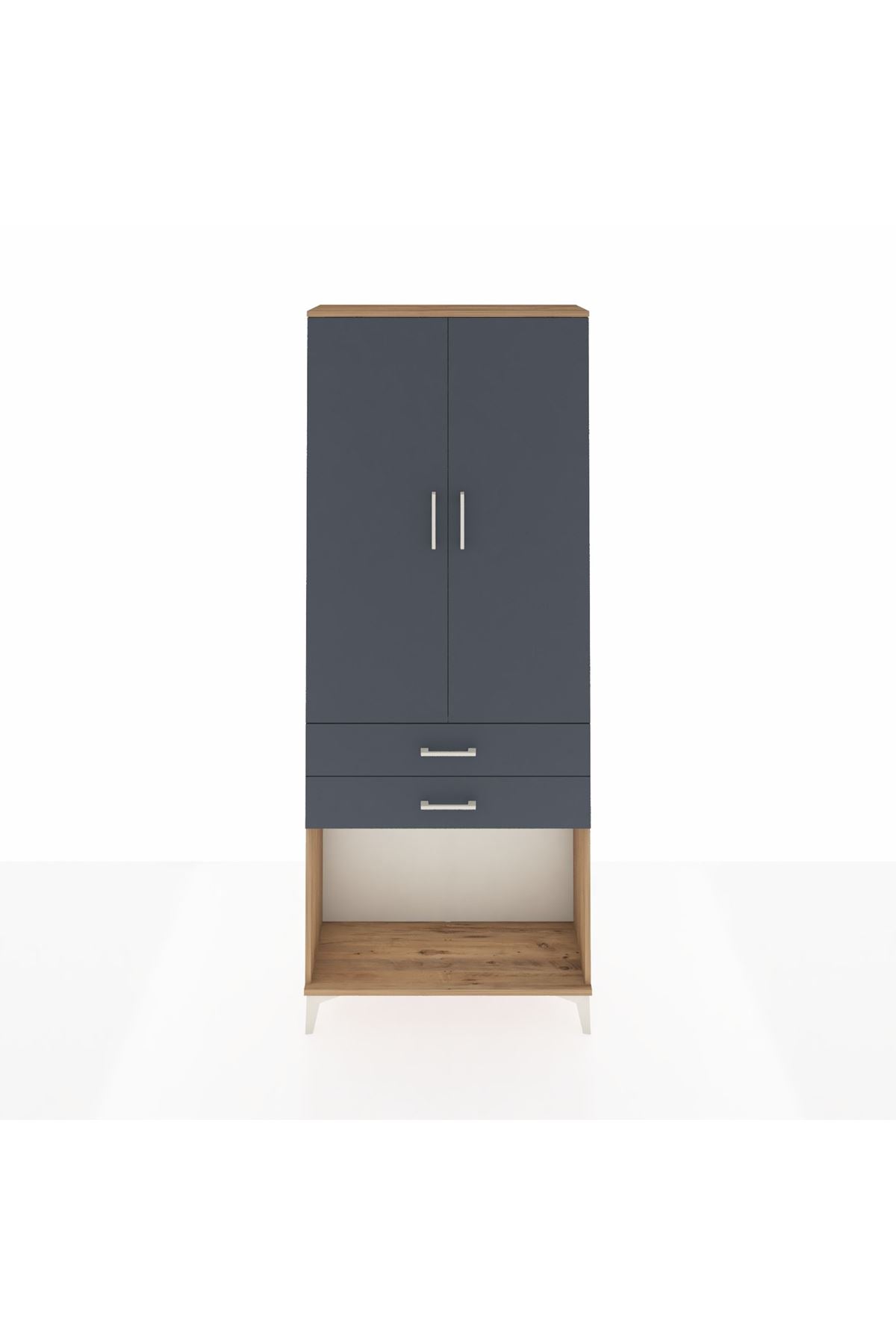Arges Dolap 2 Raflı 2 Çekmeceli Tek Askılı 88x30x221 - S30M118V8A