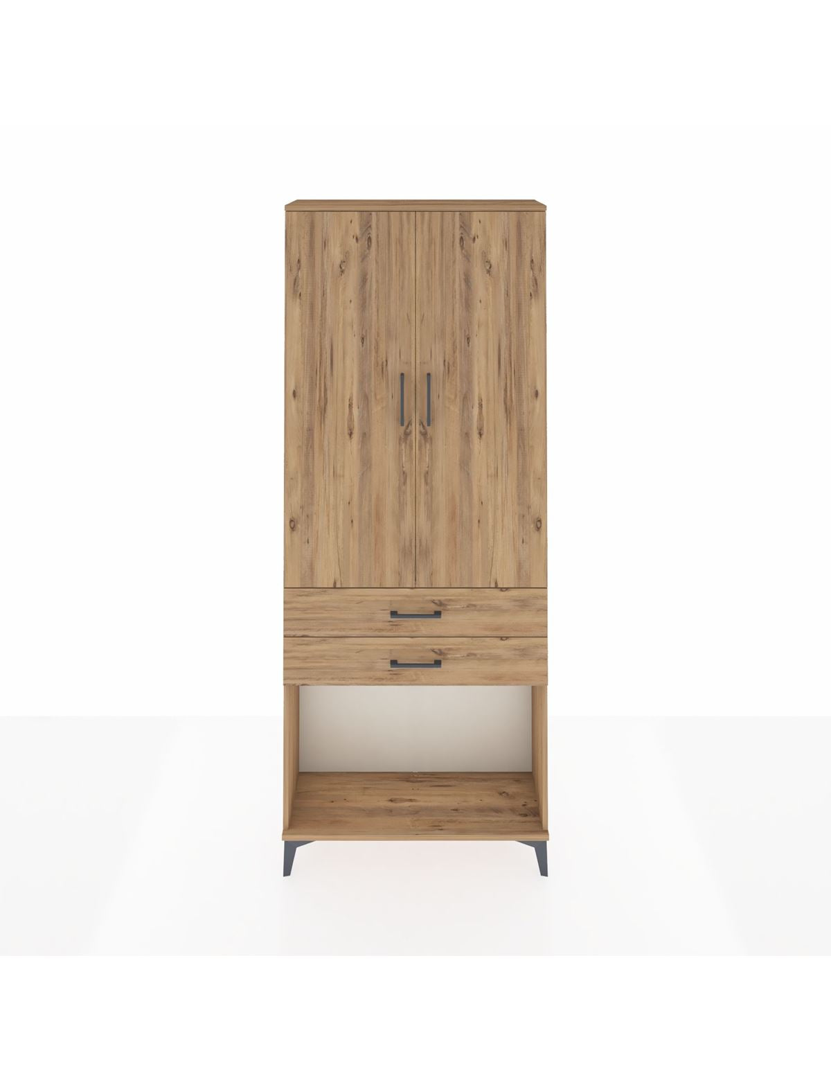 Arges Dolap 2 Raflı 2 Çekmeceli Tek Askılı 88x30x221 - S30M118V9A