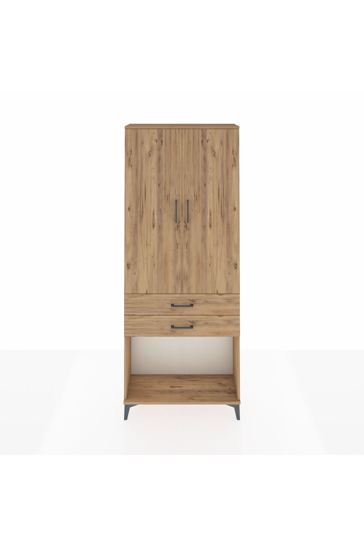 Arges Dolap 2 Raflı 2 Çekmeceli Tek Askılı 88x30x221 - S30M118V9A