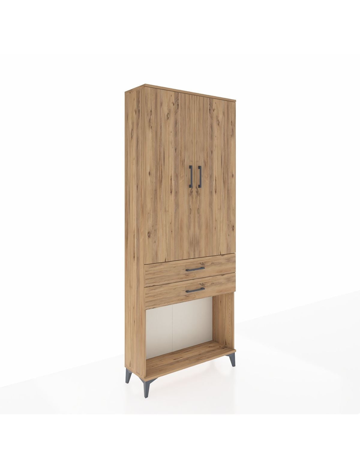 Arges Dolap 2 Raflı 2 Çekmeceli Tek Askılı 88x30x221 - S30M118V9A