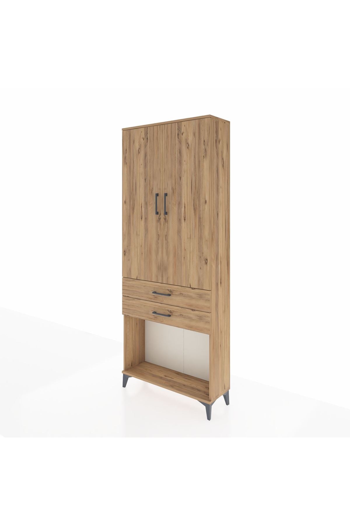 Arges Dolap 2 Raflı 2 Çekmeceli Tek Askılı 88x30x221 - S30M118V9A