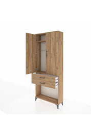 Arges Dolap 2 Raflı 2 Çekmeceli Tek Askılı 88x30x221 - S30M118V9A