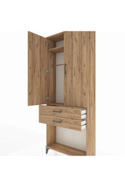 Arges Dolap 2 Raflı 2 Çekmeceli Tek Askılı 88x30x221 - S30M118V9A