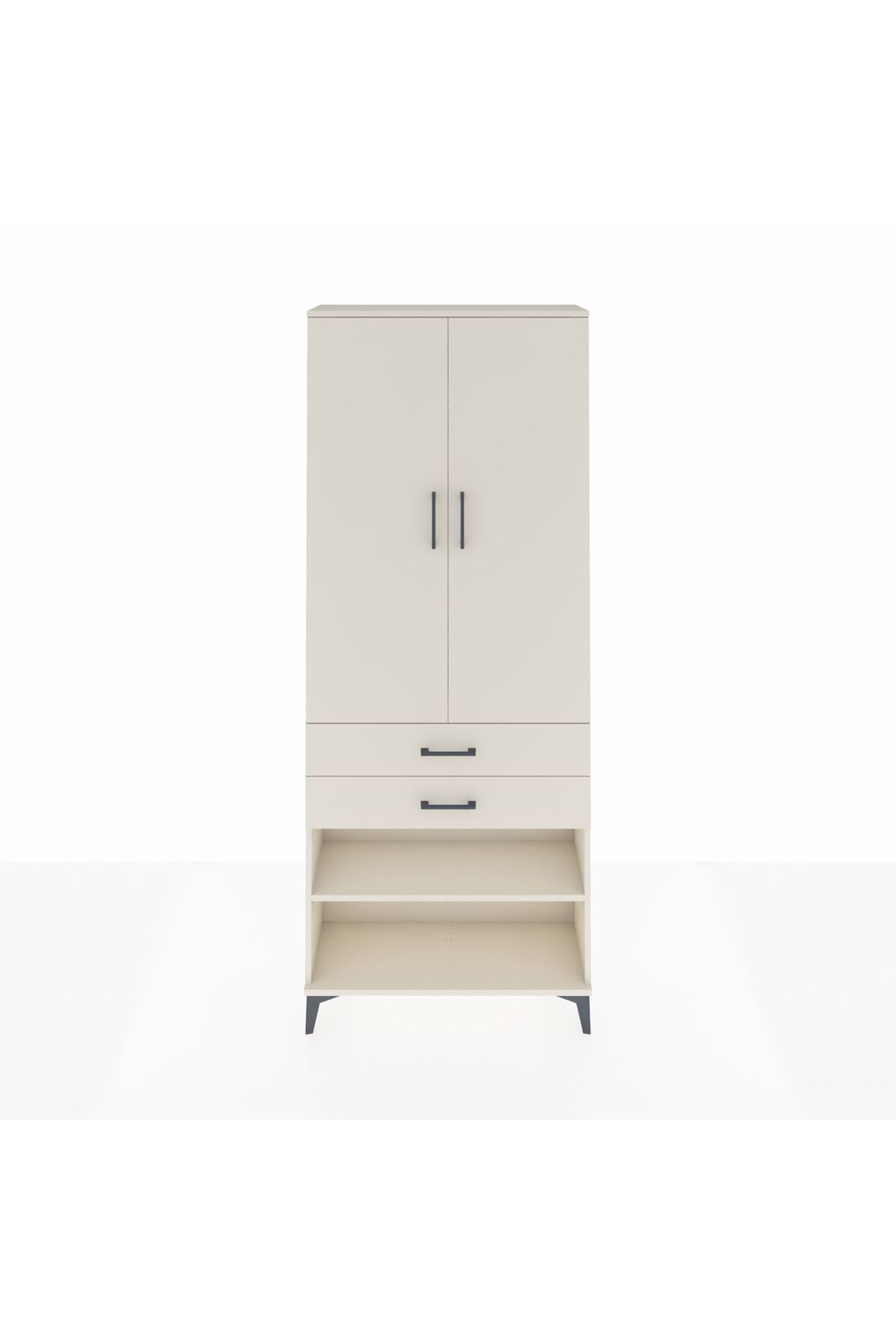 Arges Dolap 4 Raflı 2 Çekmeceli 2 Kapaklı 88x30x221 - S30M119V1A