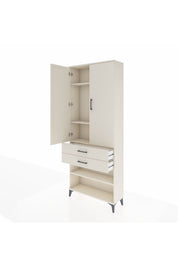 Arges Dolap 4 Raflı 2 Çekmeceli 2 Kapaklı 88x30x221 - S30M119V1A