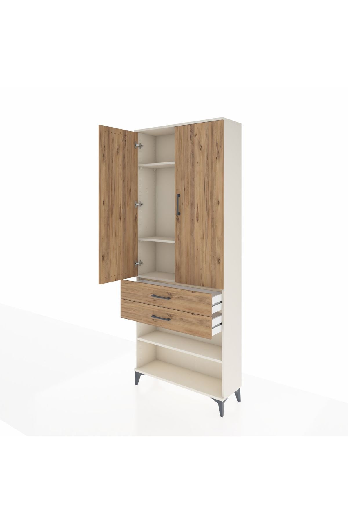 Arges Dolap 4 Raflı 2 Çekmeceli 2 Kapaklı 88x30x221 - S30M119V3A