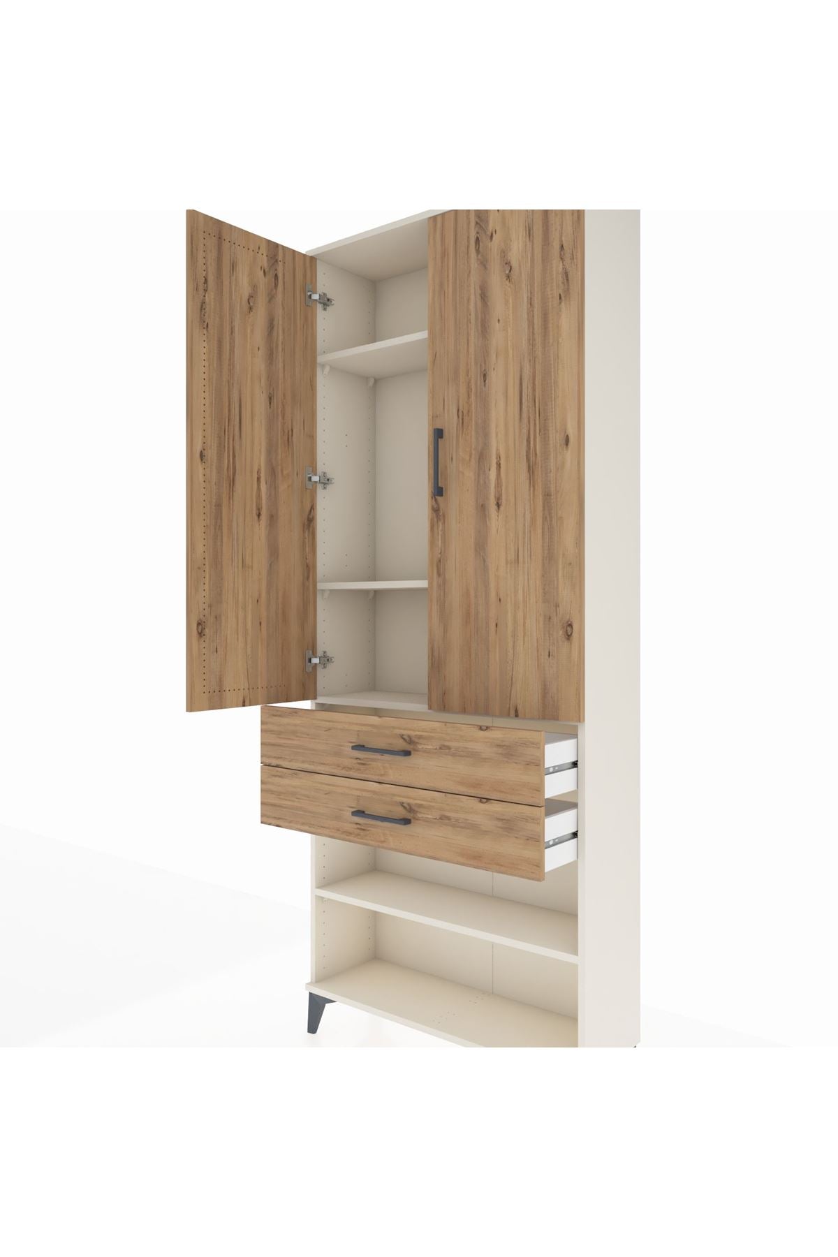 Arges Dolap 4 Raflı 2 Çekmeceli 2 Kapaklı 88x30x221 - S30M119V3A