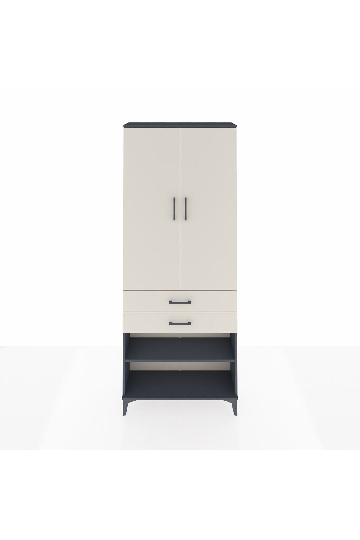 Arges Dolap 4 Raflı 2 Çekmeceli 2 Kapaklı 88x30x221 - S30M119V4A