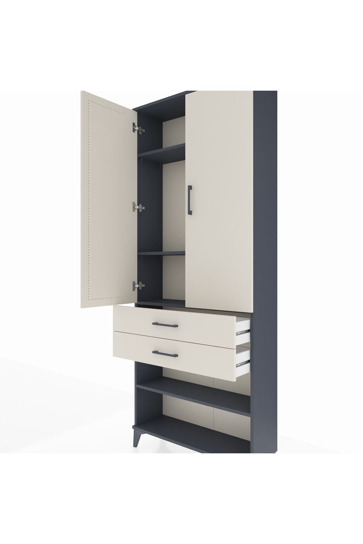 Arges Dolap 4 Raflı 2 Çekmeceli 2 Kapaklı 88x30x221 - S30M119V4A