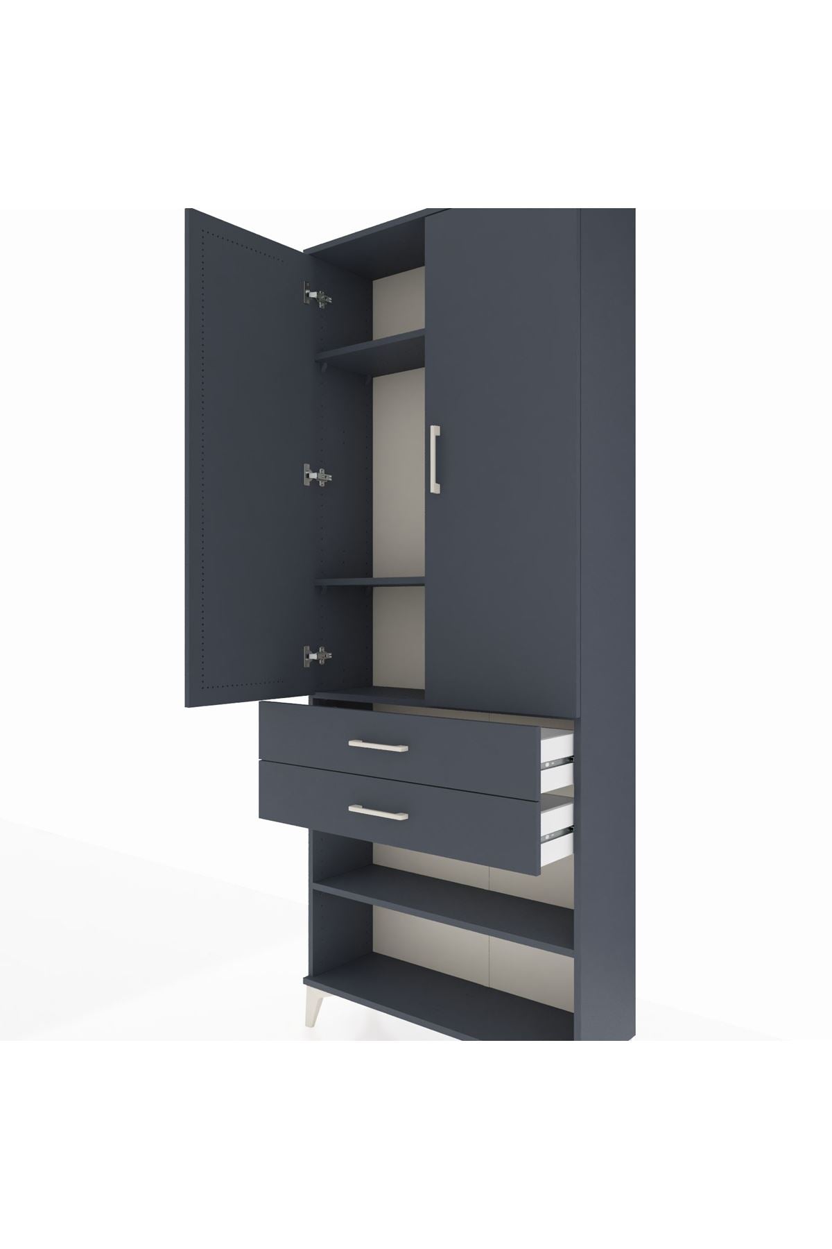 Arges Dolap 4 Raflı 2 Çekmeceli 2 Kapaklı 88x30x221 - S30M119V5A
