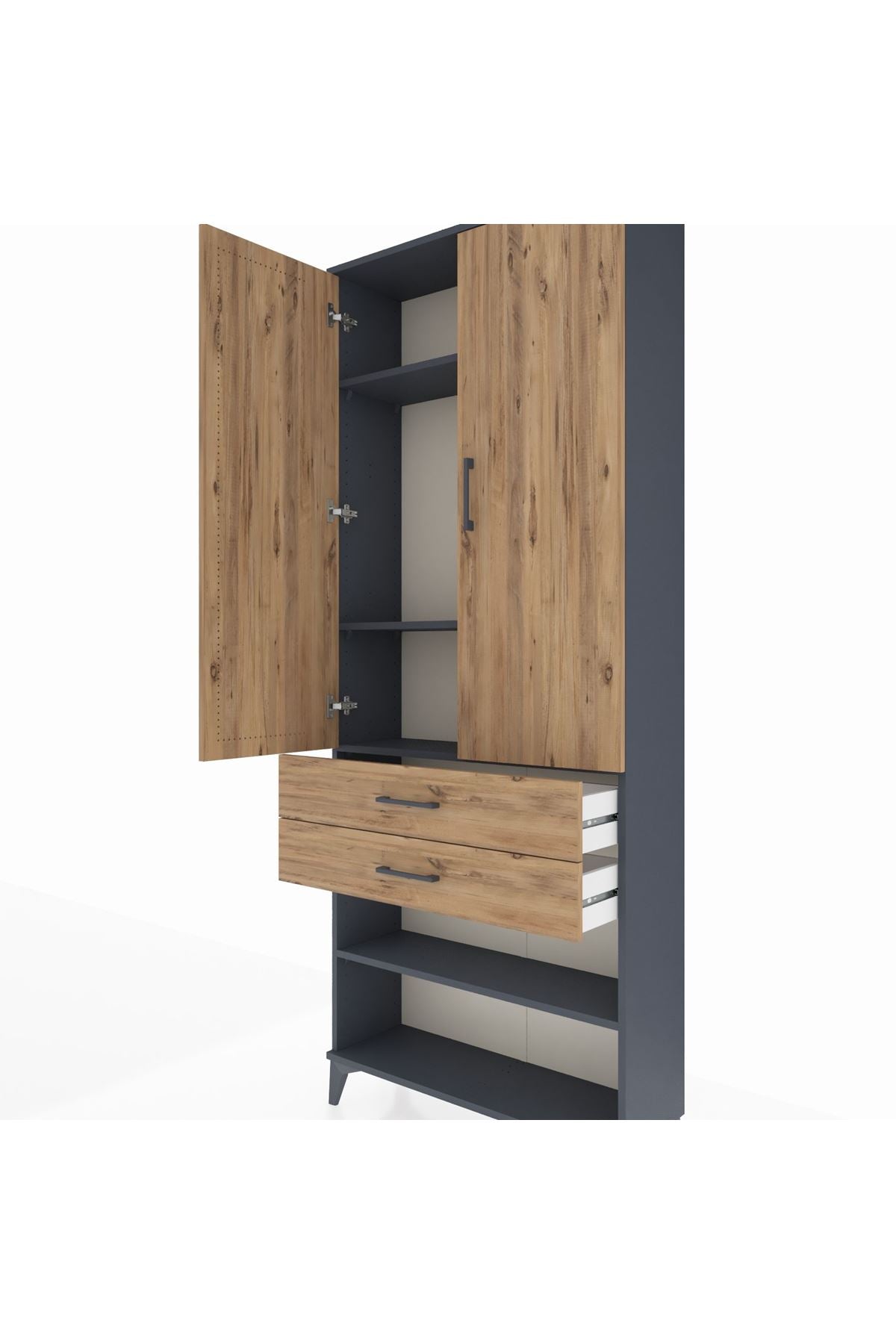 Arges Dolap 4 Raflı 2 Çekmeceli 2 Kapaklı 88x30x221 - S30M119V6A