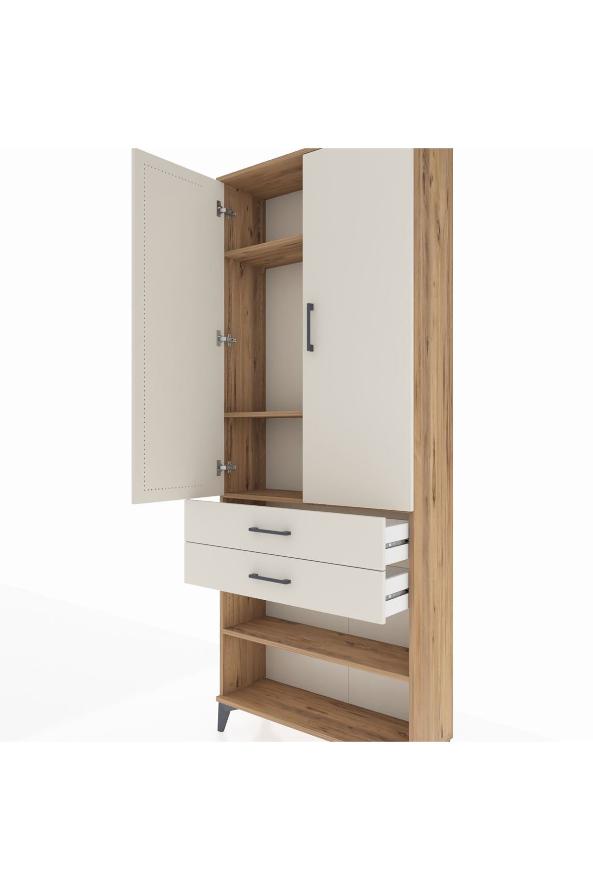 Arges Dolap 4 Raflı 2 Çekmeceli 2 Kapaklı 88x30x221 - S30M119V7A