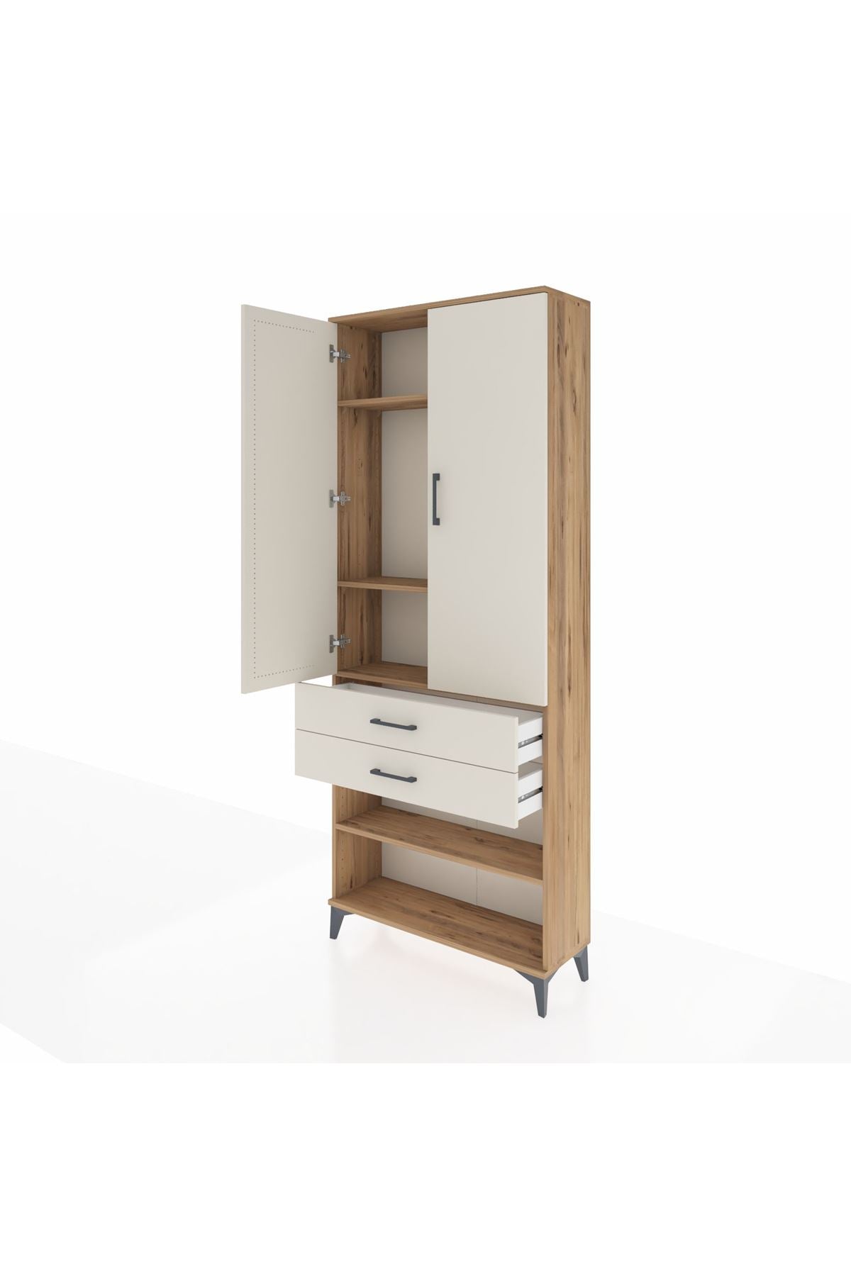 Arges Dolap 4 Raflı 2 Çekmeceli 2 Kapaklı 88x30x221 - S30M119V7A