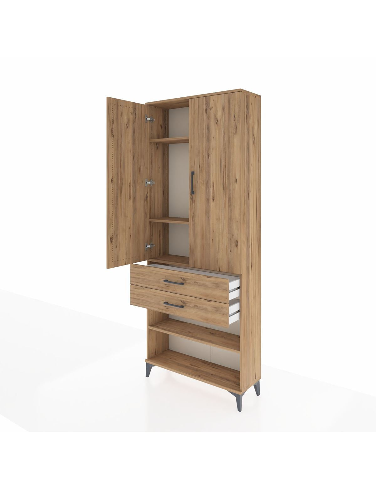 Arges Dolap 4 Raflı 2 Çekmeceli 2 Kapaklı 88x30x221 - S30M119V9A