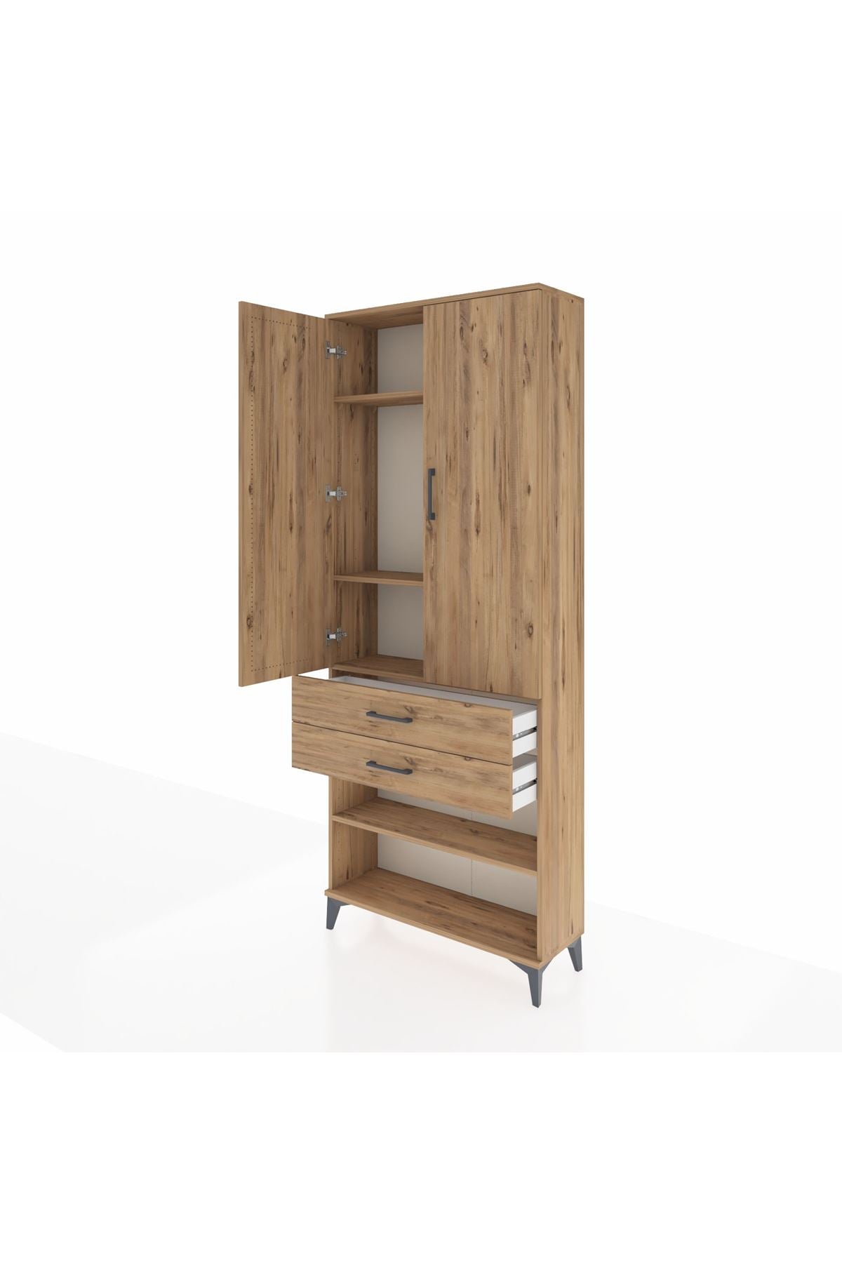 Arges Dolap 4 Raflı 2 Çekmeceli 2 Kapaklı 88x30x221 - S30M119V9A