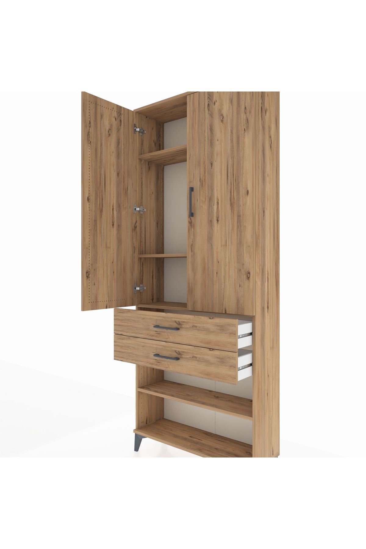 Arges Dolap 4 Raflı 2 Çekmeceli 2 Kapaklı 88x30x221 - S30M119V9A