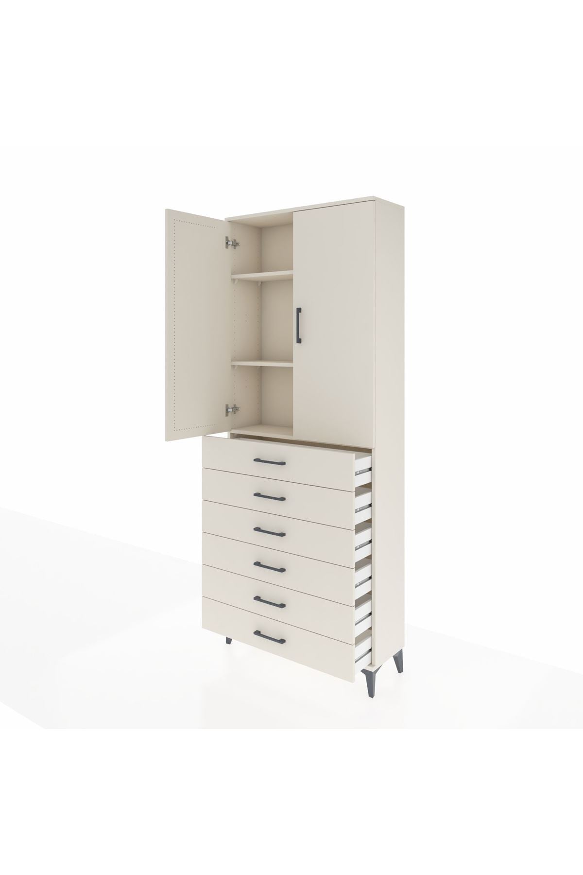 Arges Dolap 3 Raflı 6 Çekmeceli 2 Kapaklı 88x30x221 - S30M121V1A