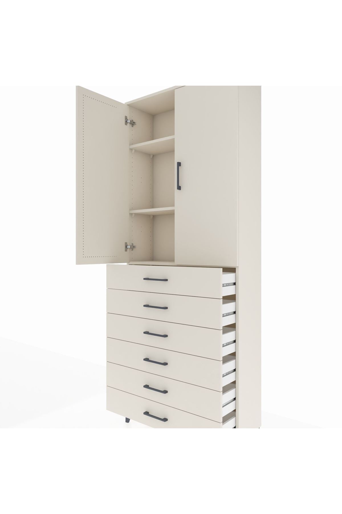 Arges Dolap 3 Raflı 6 Çekmeceli 2 Kapaklı 88x30x221 - S30M121V1A