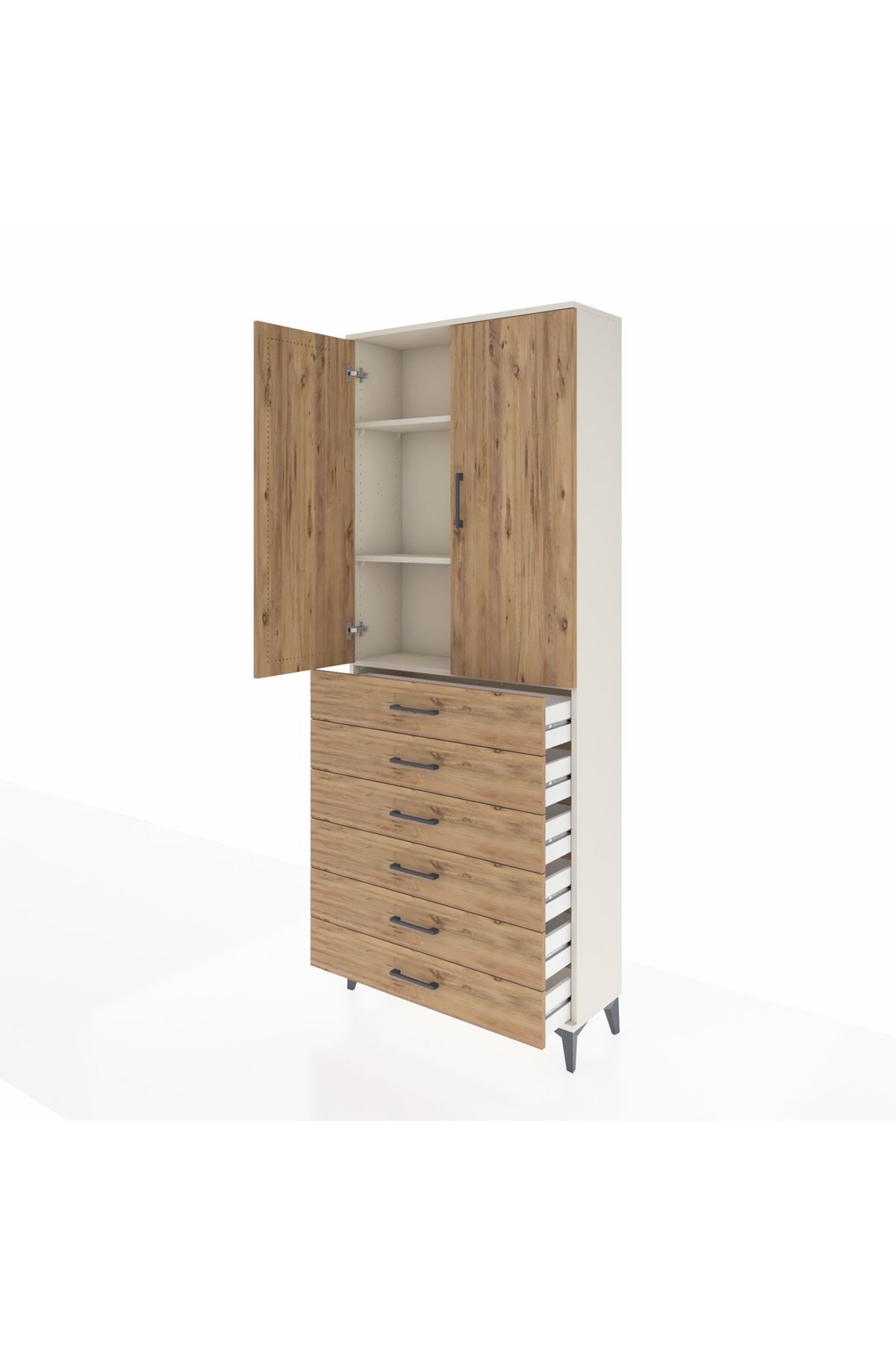Arges Dolap 3 Raflı 6 Çekmeceli 2 Kapaklı 88x30x221 - S30M121V3A