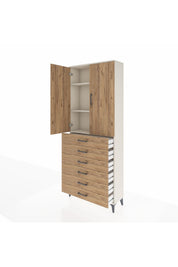 Arges Dolap 3 Raflı 6 Çekmeceli 2 Kapaklı 88x30x221 - S30M121V3A