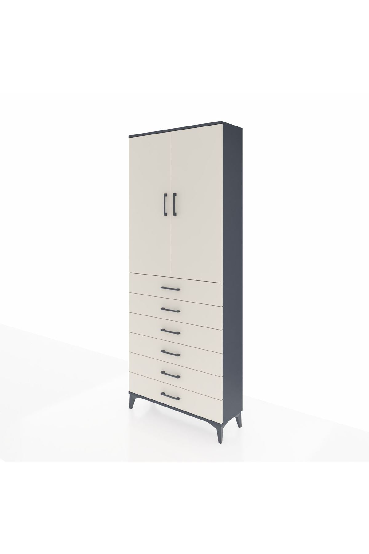 Arges Dolap 3 Raflı 6 Çekmeceli 2 Kapaklı 88x30x221 - S30M121V4A