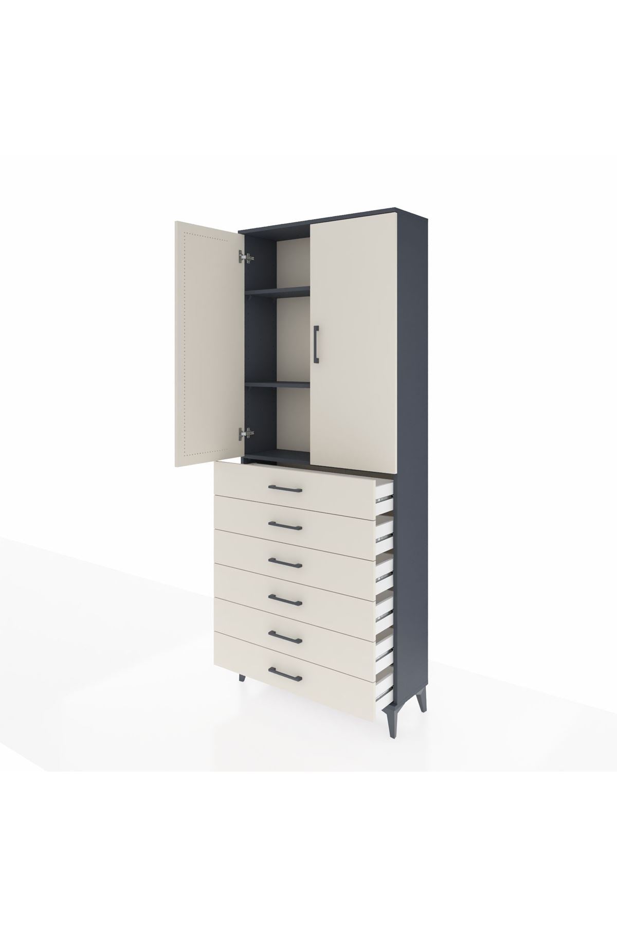 Arges Dolap 3 Raflı 6 Çekmeceli 2 Kapaklı 88x30x221 - S30M121V4A