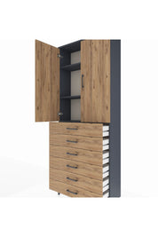 Arges Dolap 3 Raflı 6 Çekmeceli 2 Kapaklı 88x30x221 - S30M121V6A
