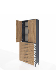 Arges Dolap 3 Raflı 6 Çekmeceli 2 Kapaklı 88x30x221 - S30M121V6A