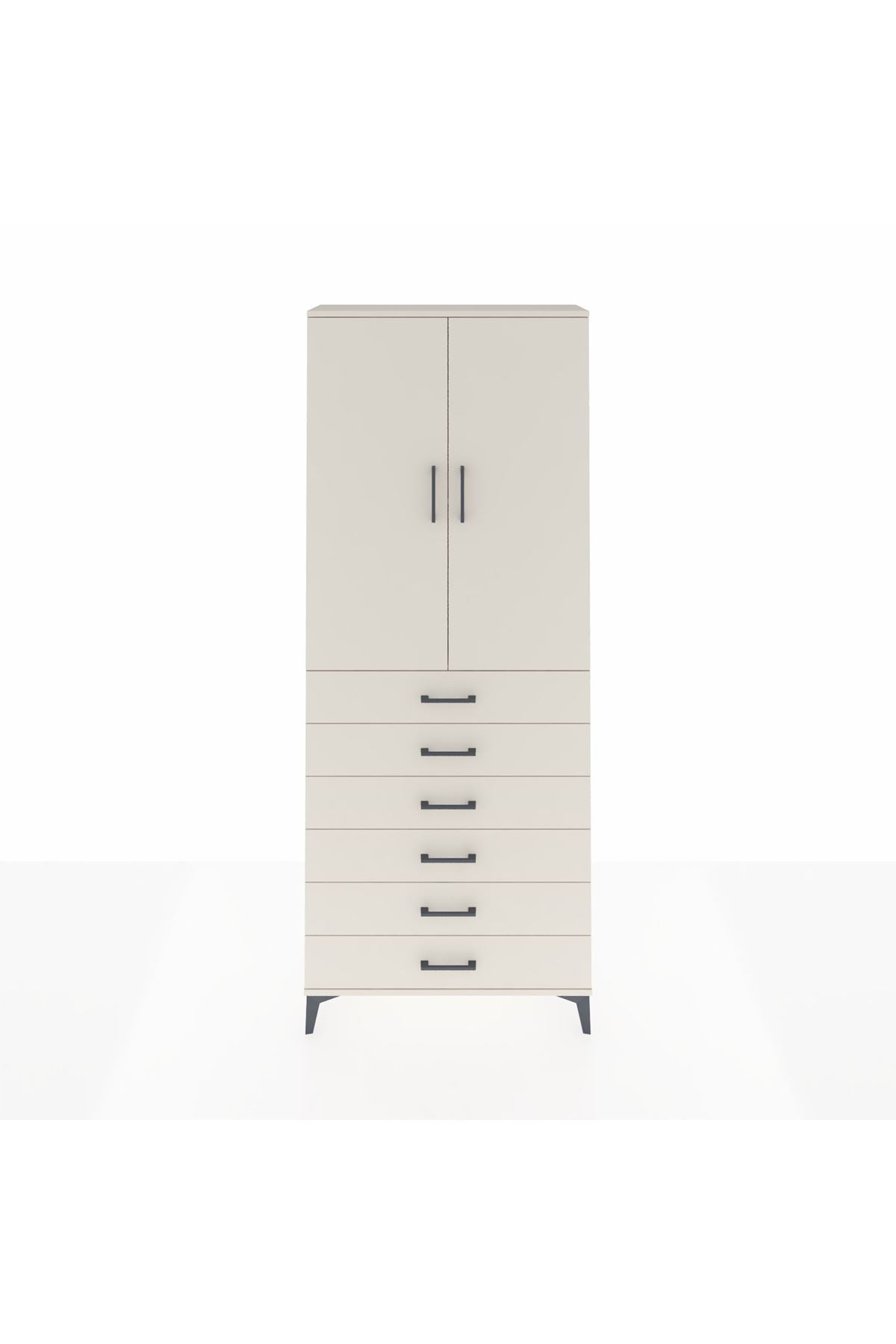 Arges Dolap 2 Raflı 6 Çekmeceli 2 Kapaklı 88x30x221 - S30M122V1A
