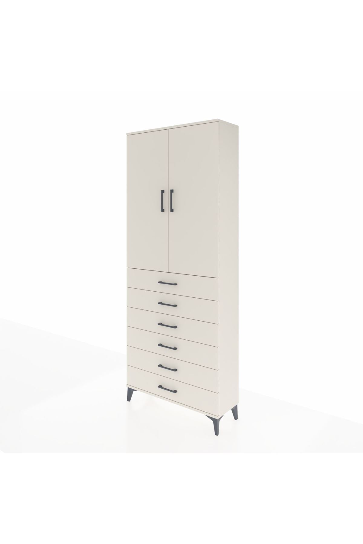 Arges Dolap 2 Raflı 6 Çekmeceli 2 Kapaklı 88x30x221 - S30M122V1A