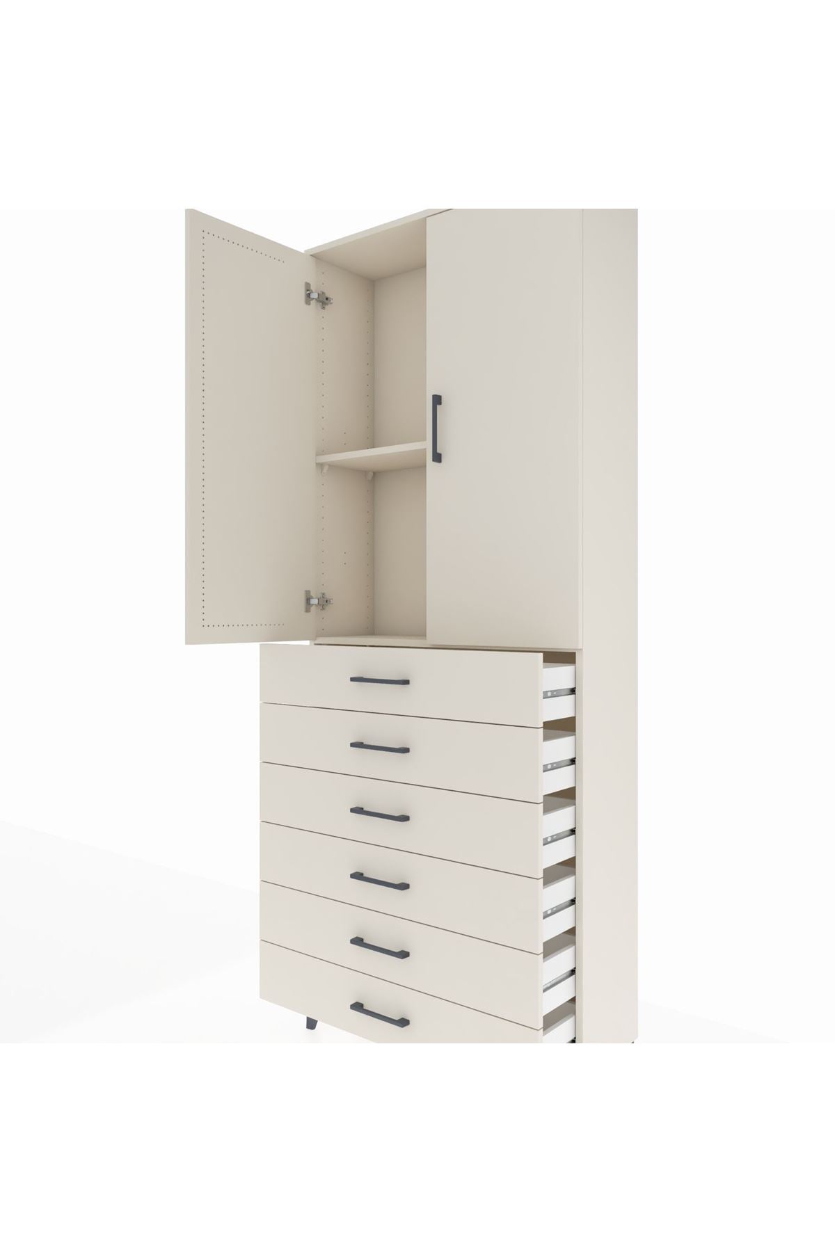 Arges Dolap 2 Raflı 6 Çekmeceli 2 Kapaklı 88x30x221 - S30M122V1A