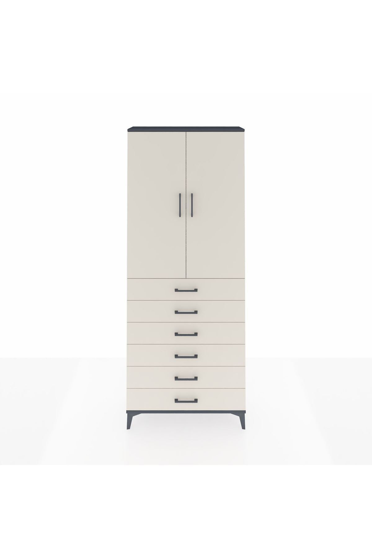 Arges Dolap 2 Raflı 6 Çekmeceli 2 Kapaklı 88x30x221 - S30M122V4A